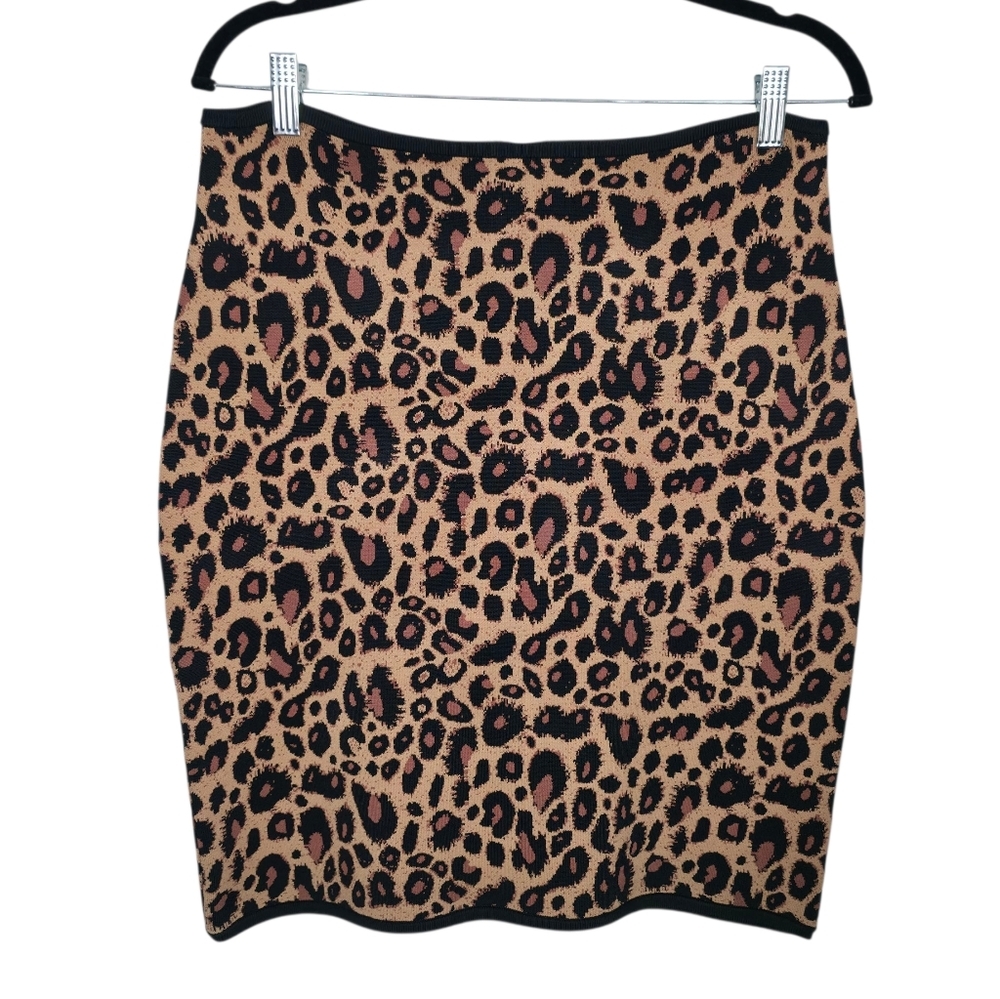 Pink Tartan Leopard Print Pencil Skirt Size Large